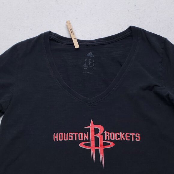 Adidas Houston Rockets Short Sleeve Graphic T Shirt Womens Size Medium M Black - Picture 1 of 8